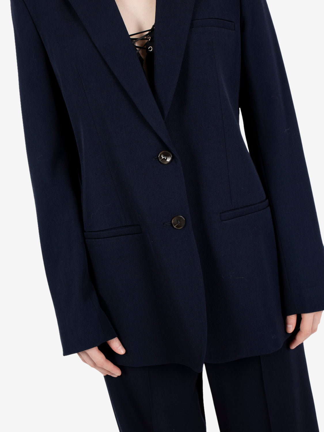 Blazer monopetto in lana notte
