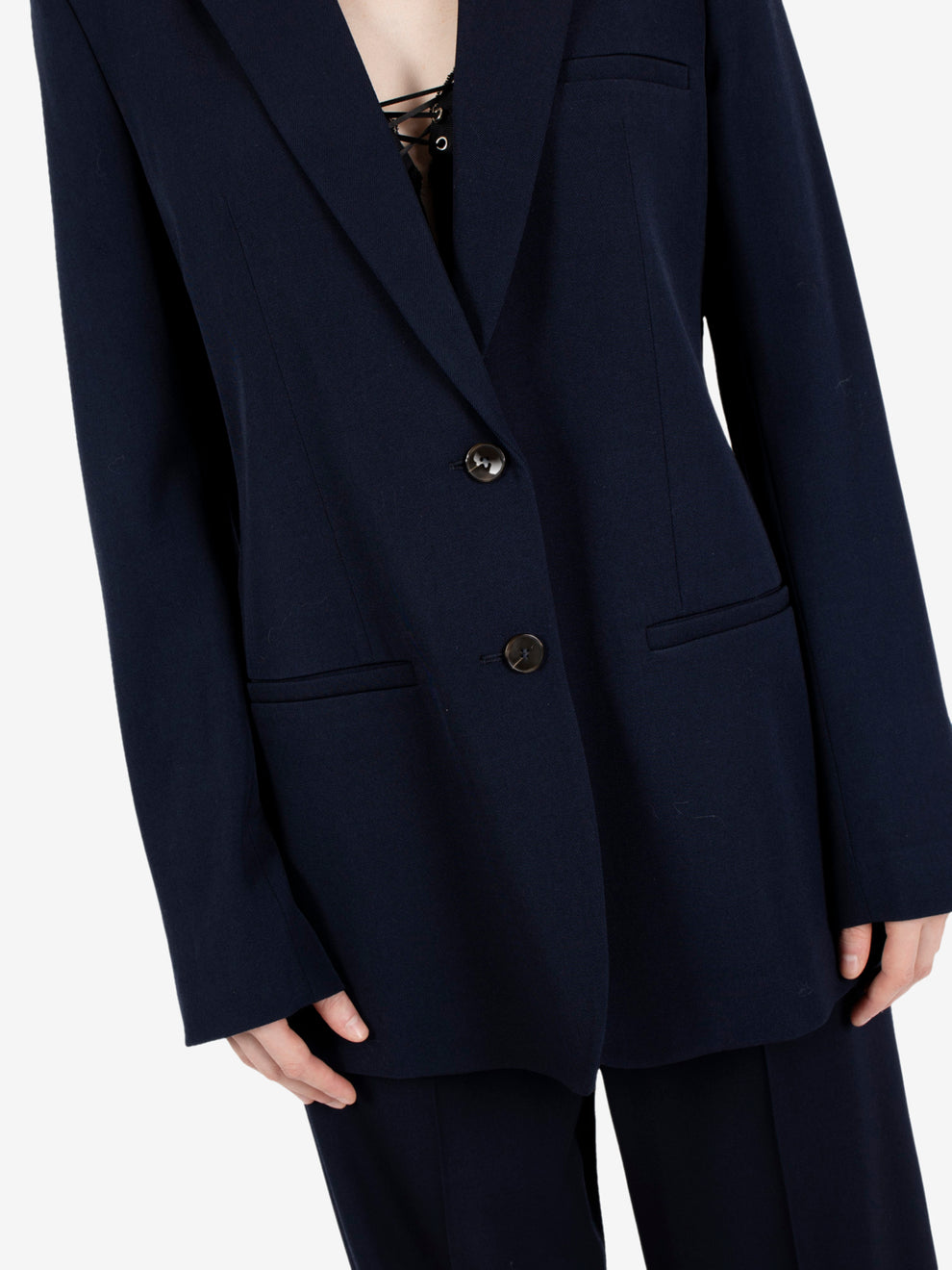 Blazer monopetto in lana notte