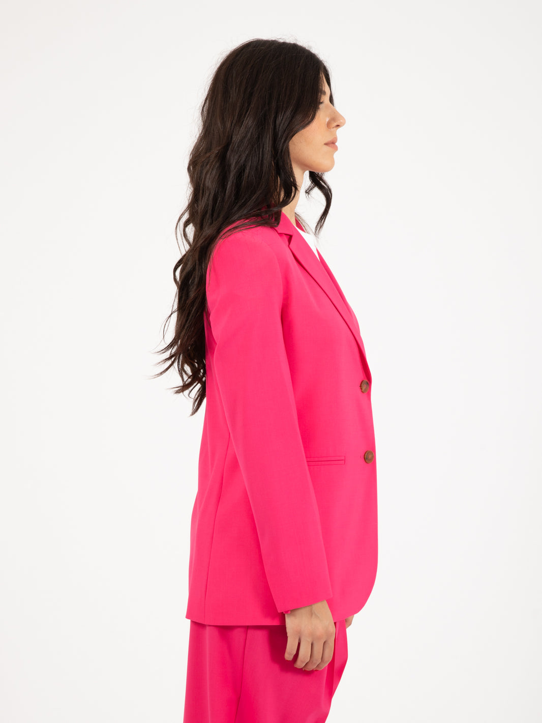 Blazer monopetto in lana pink