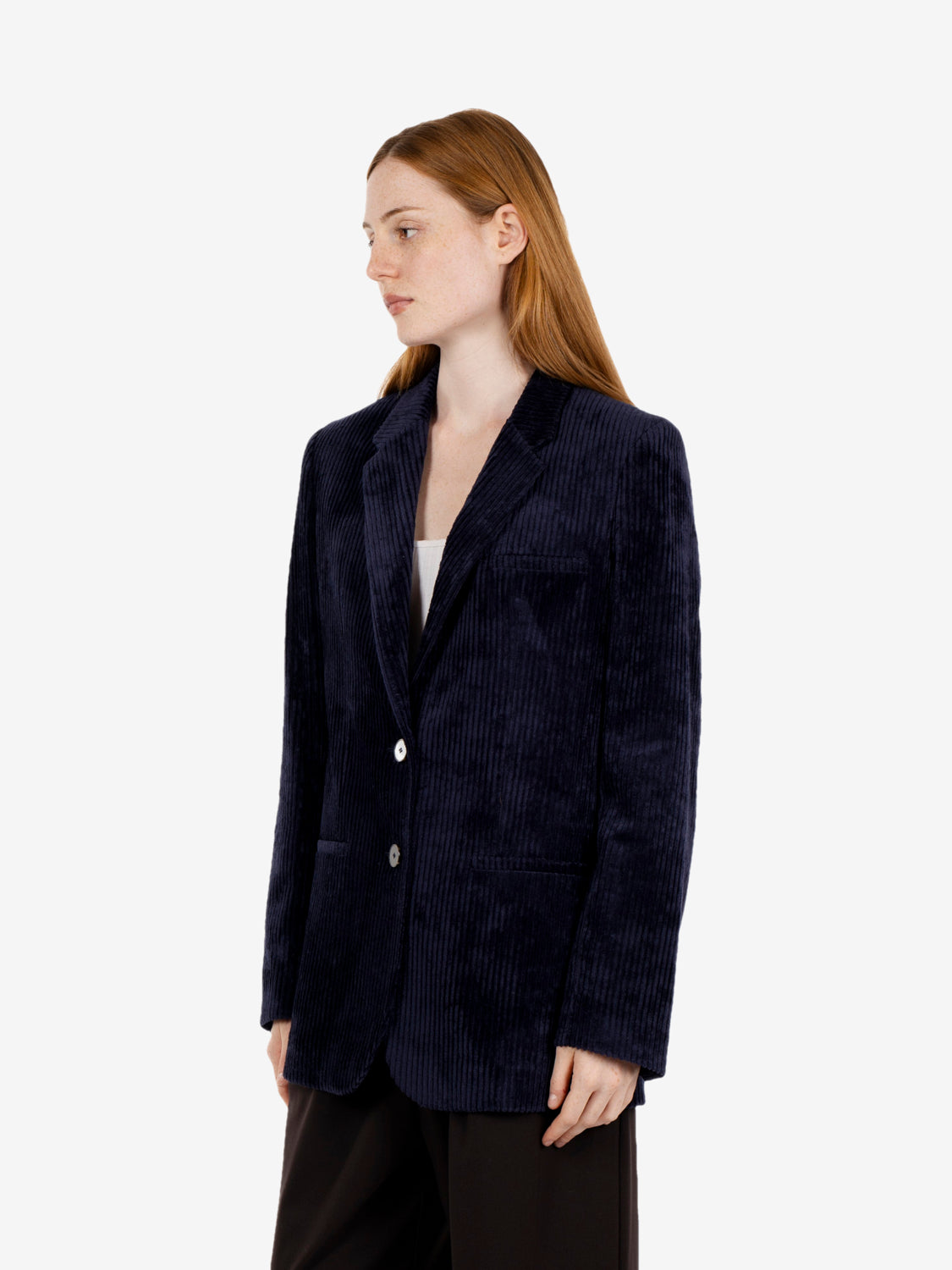 Blazer monopetto in velluto a coste notte