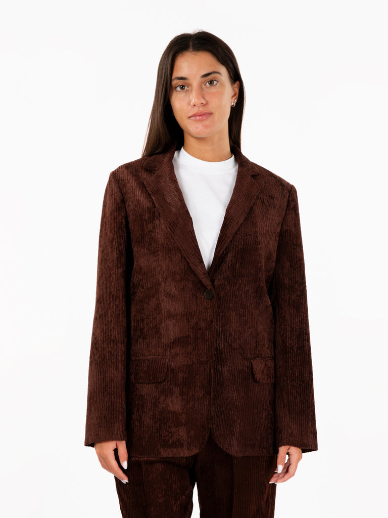 ALYSI - Blazer velvet Rib monopetto choco