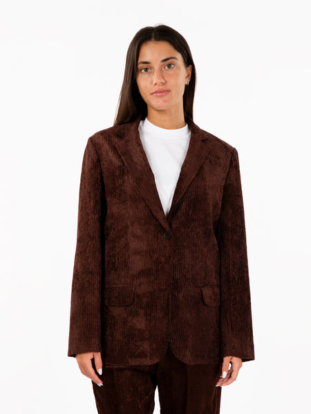 Blazer velvet Rib monopetto choco