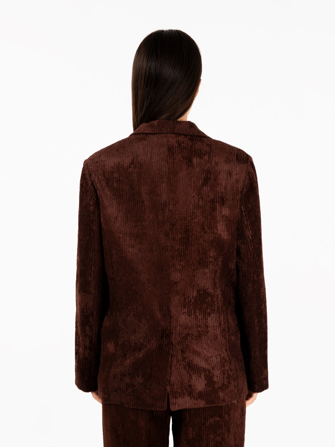 Single-breasted choco velvet rib blazer
