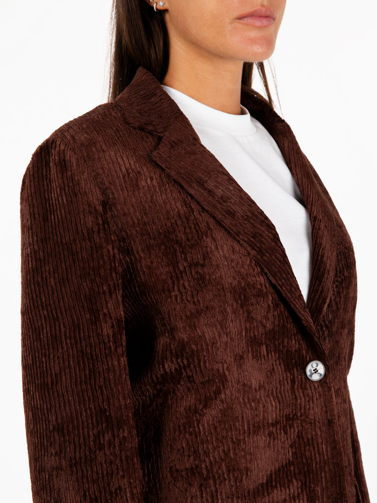 ALYSI - Blazer velvet Rib monopetto choco