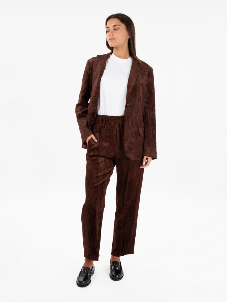 ALYSI - Blazer velvet Rib monopetto choco