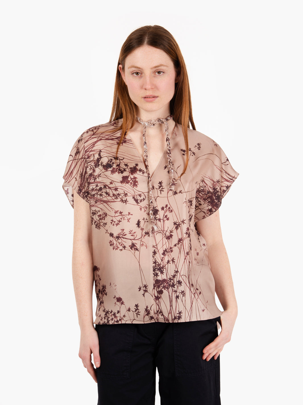Blusa fantasia corallo scollo a V cipolla