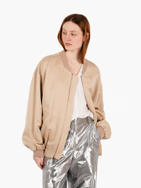 Bomber con tasche misto lino nude