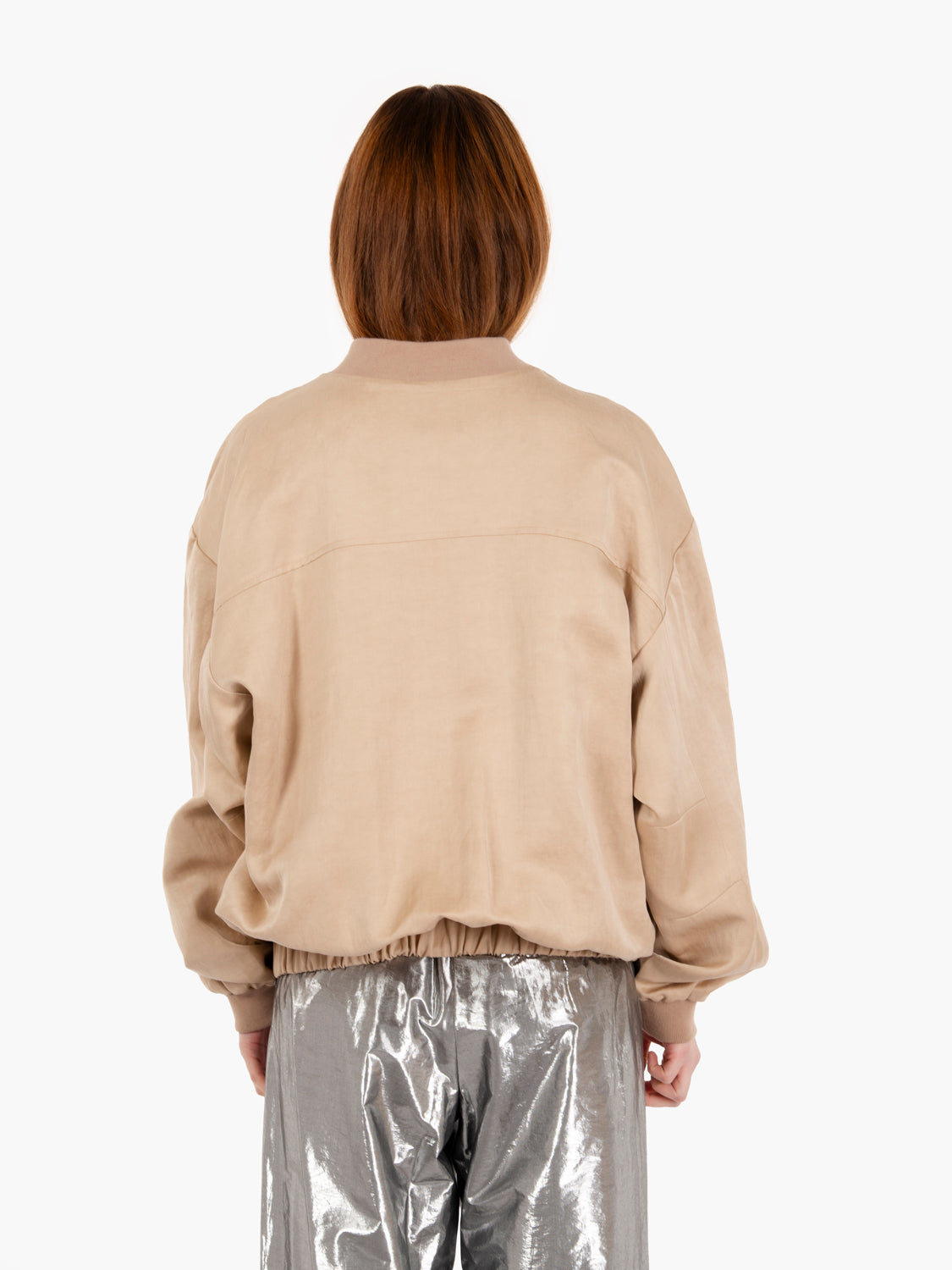 Bomber con tasche misto lino nude