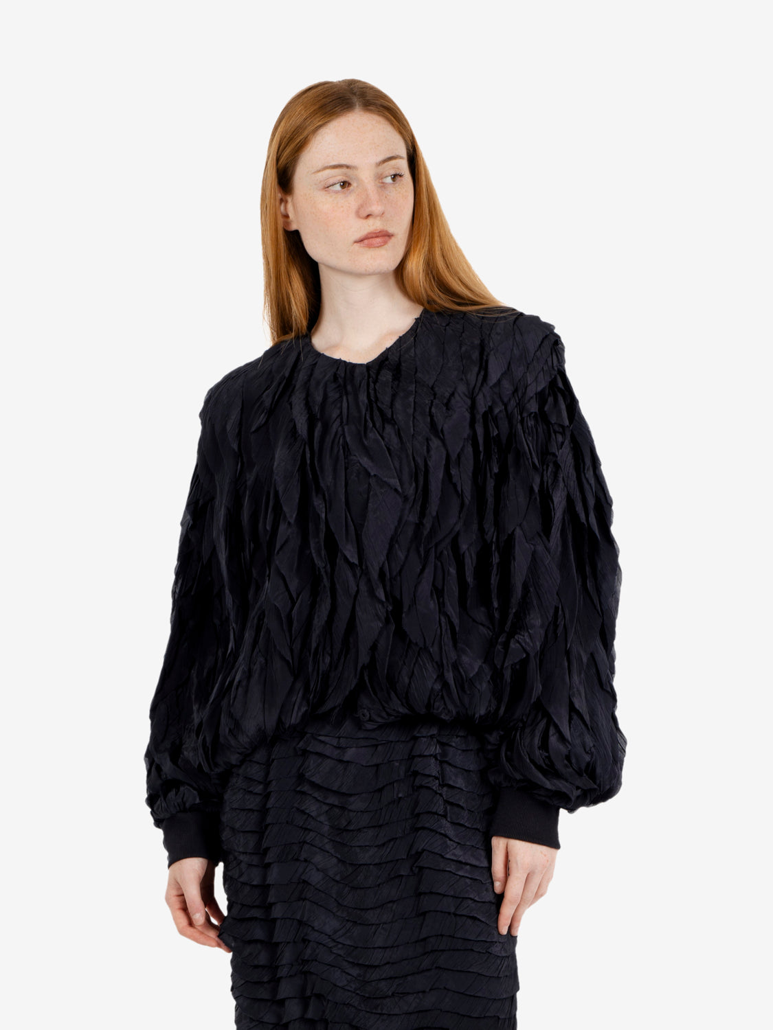 Night viscose bomber jacket with flounce