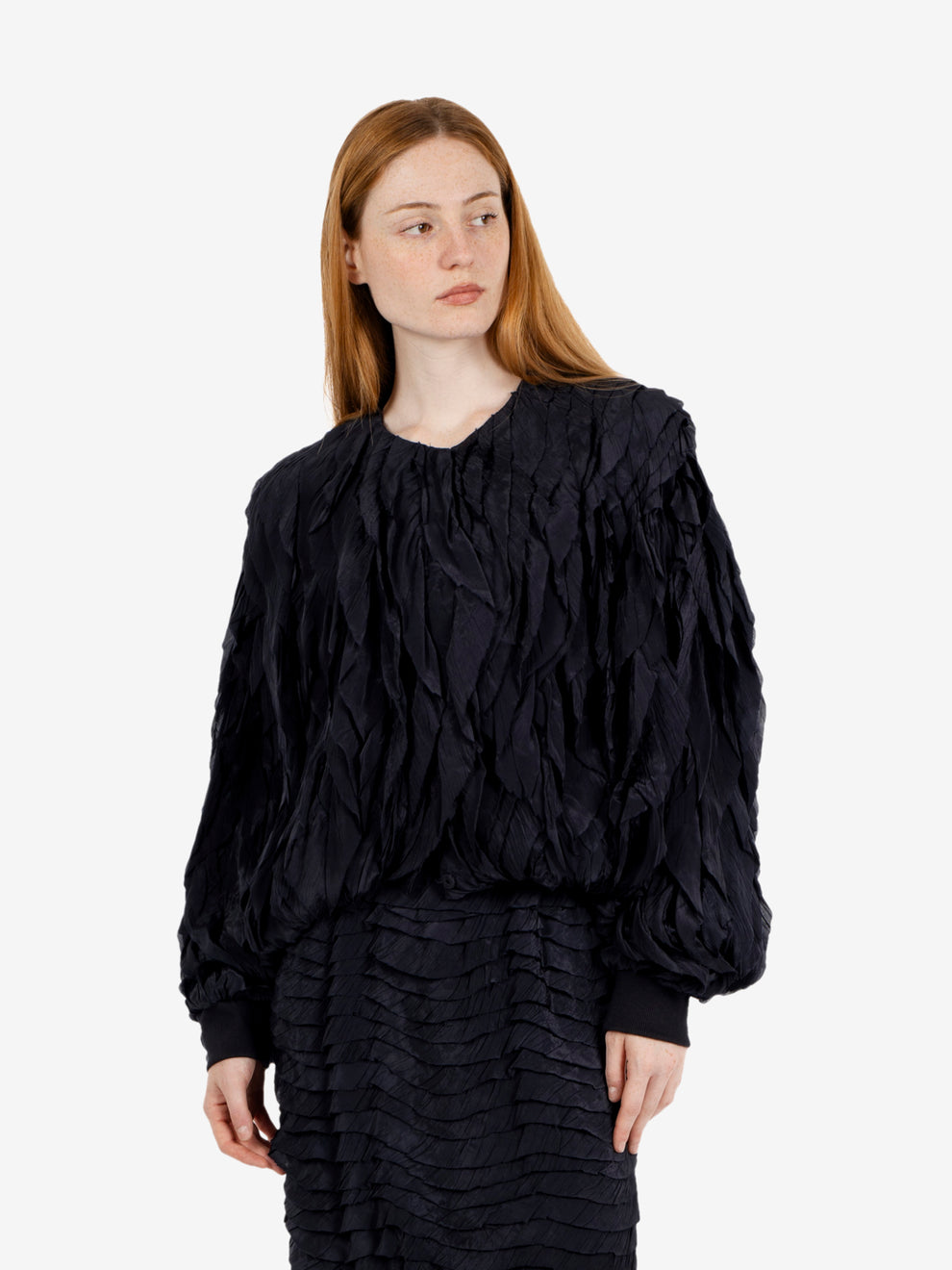 Night viscose bomber jacket with flounce