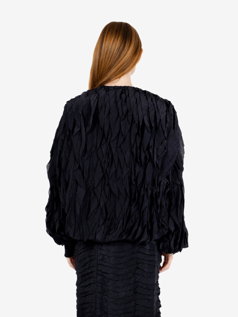 Night viscose bomber jacket with flounce