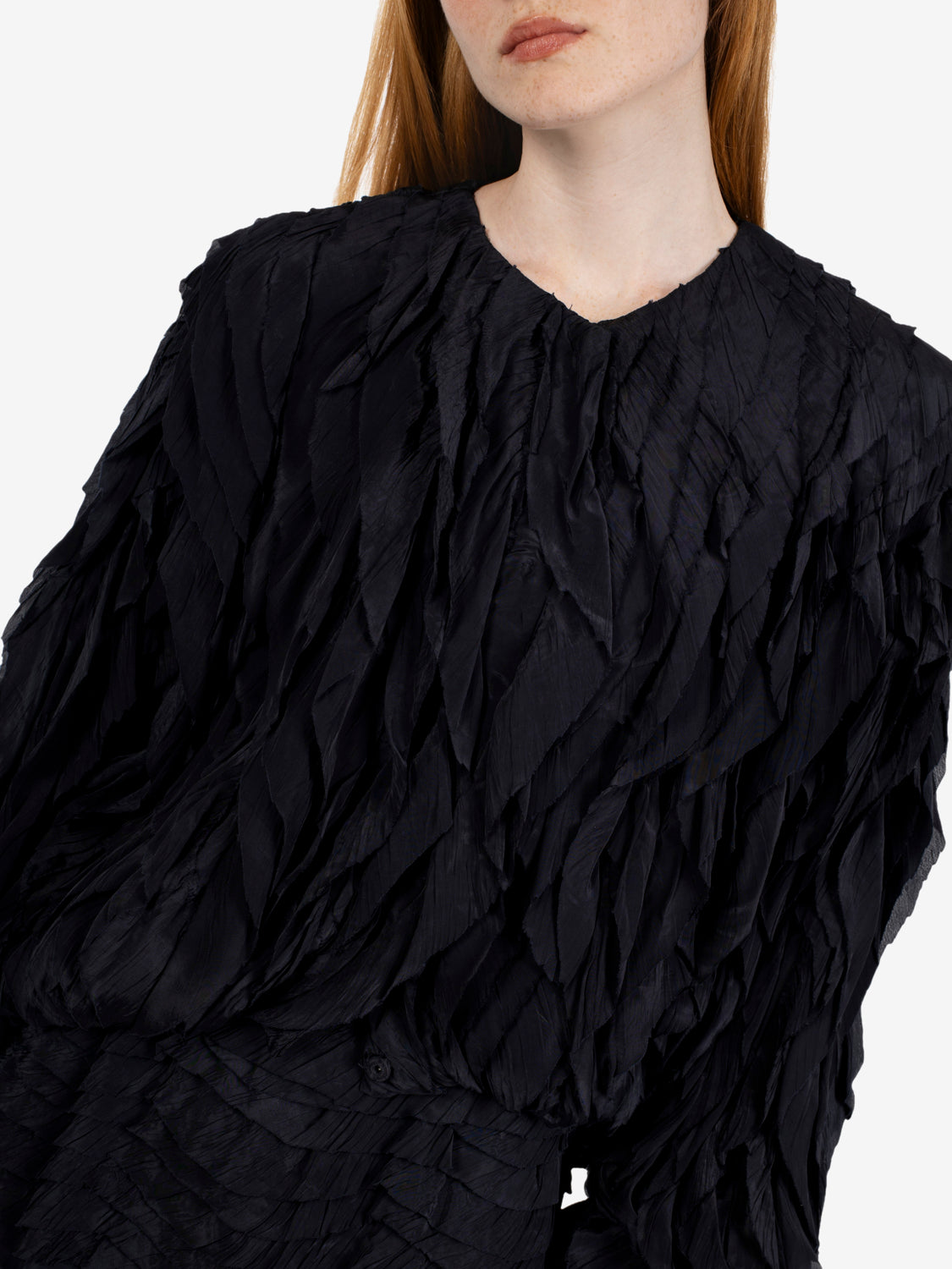 Night viscose bomber jacket with flounce