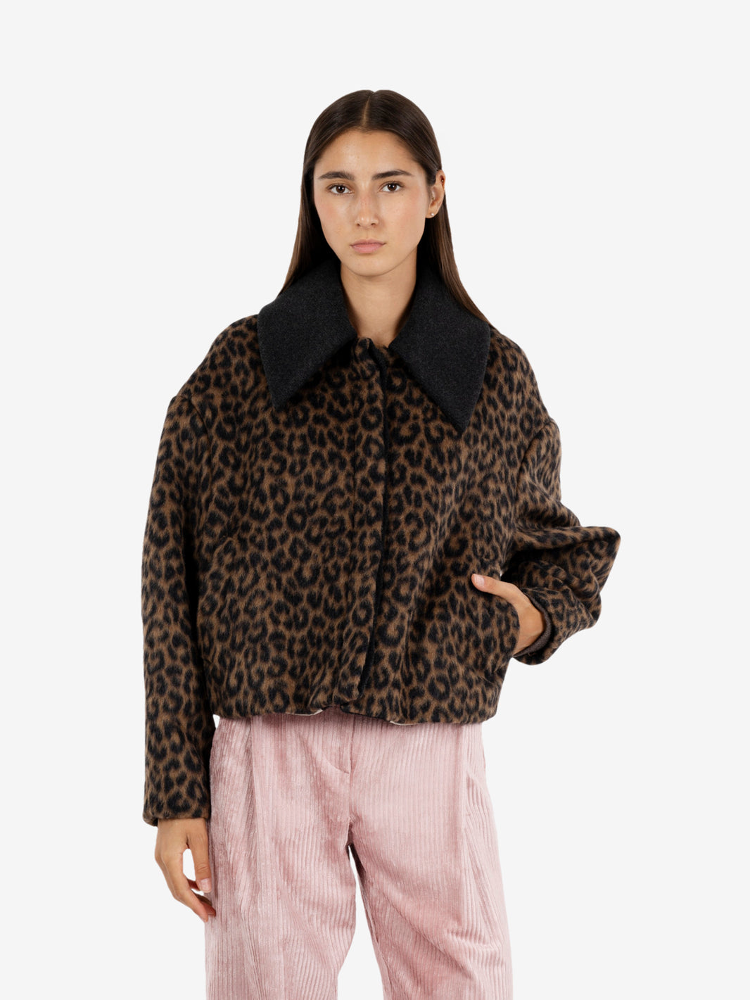 Cappotto corto in lana maculato