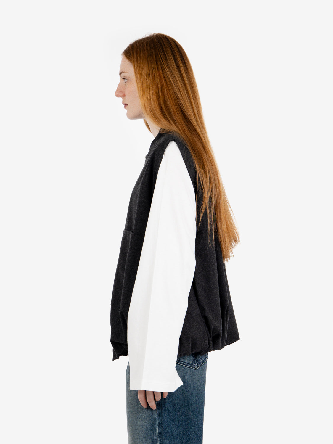 Bomber smanicato in flanella antracite