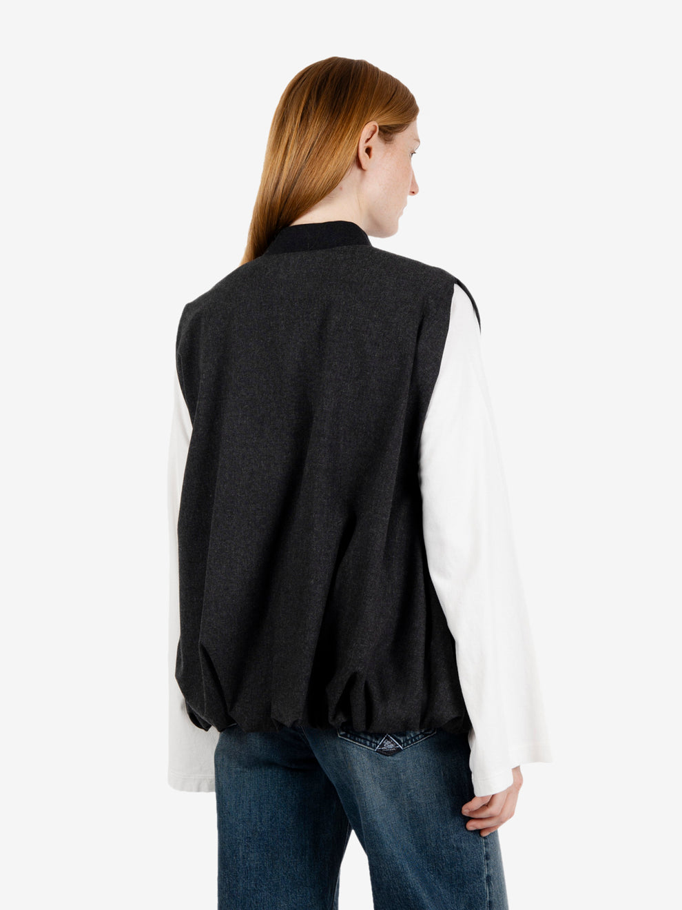 Bomber smanicato in flanella antracite