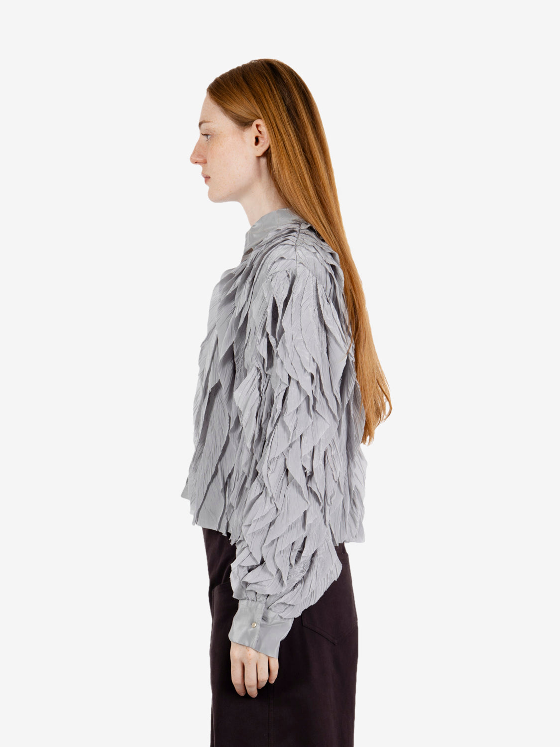 Dusty boxy shirt with ruffles