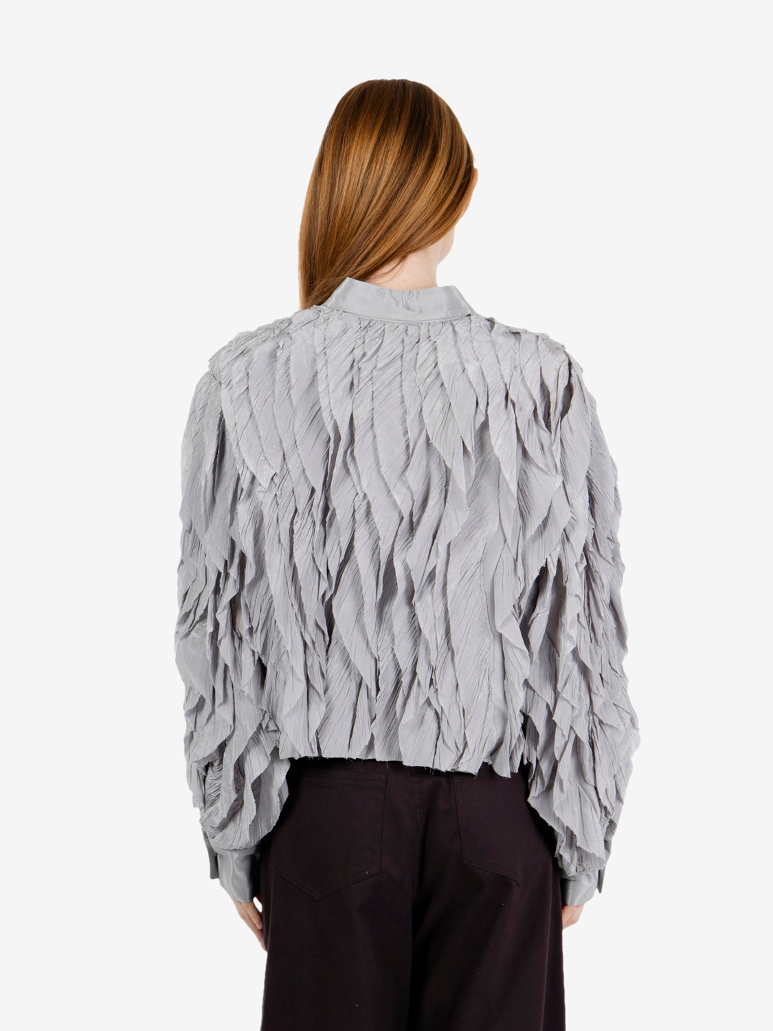 Dusty boxy shirt with ruffles