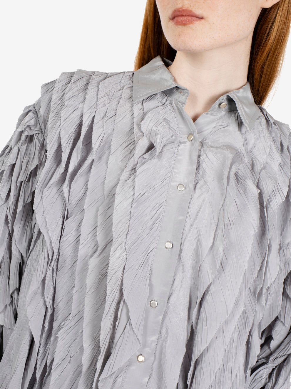 Dusty boxy shirt with ruffles