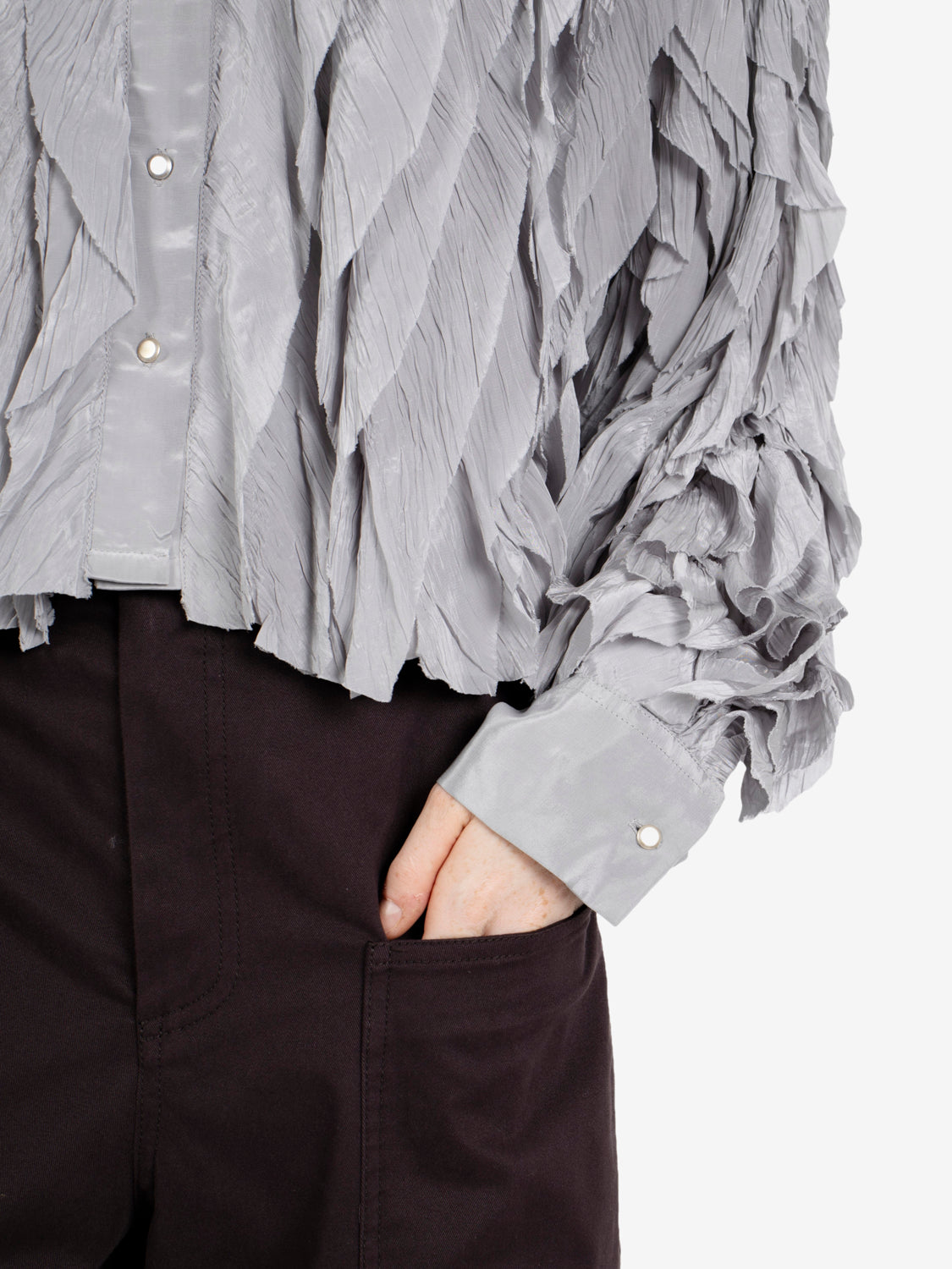 Dusty boxy shirt with ruffles