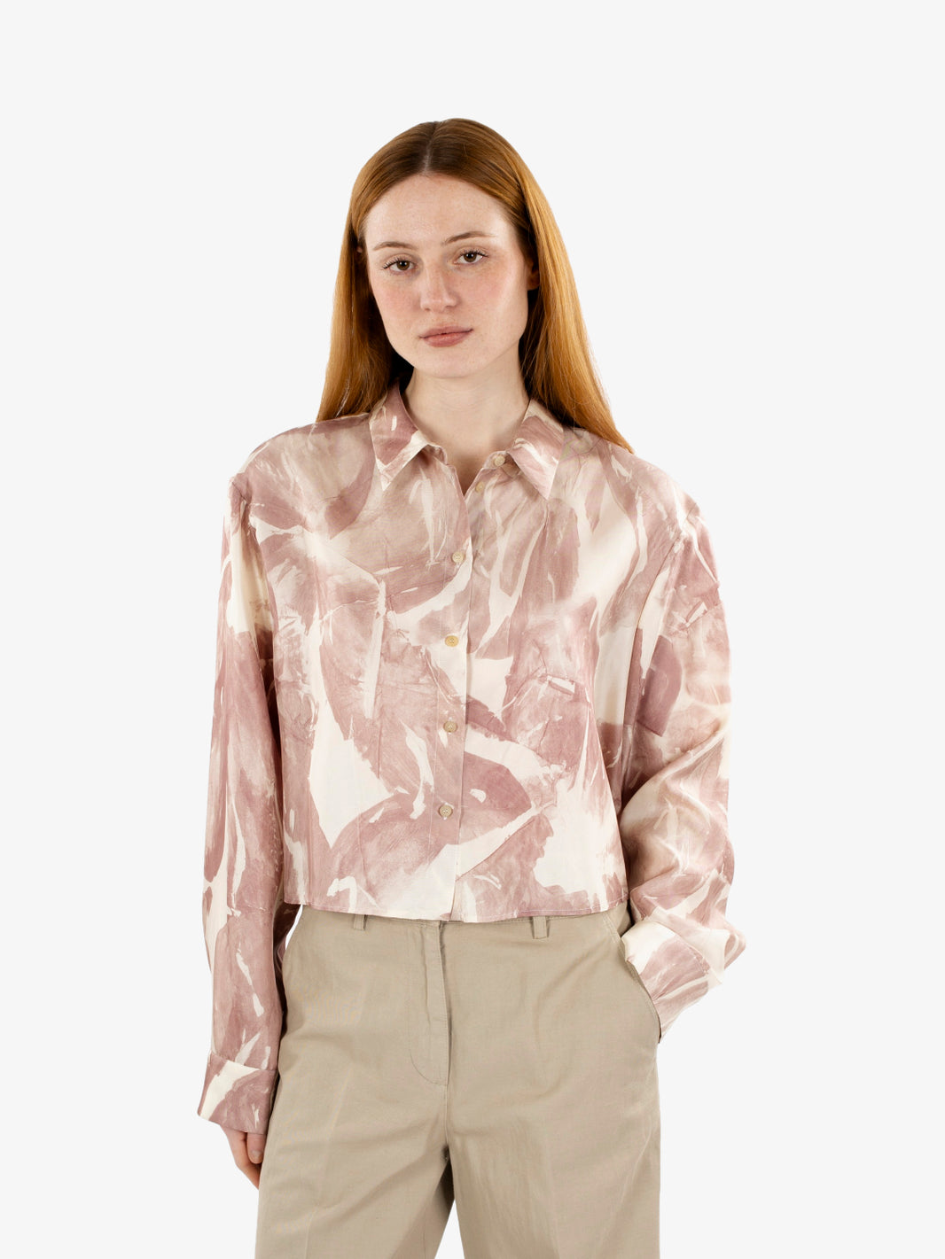 Camicia in seta regular cipria