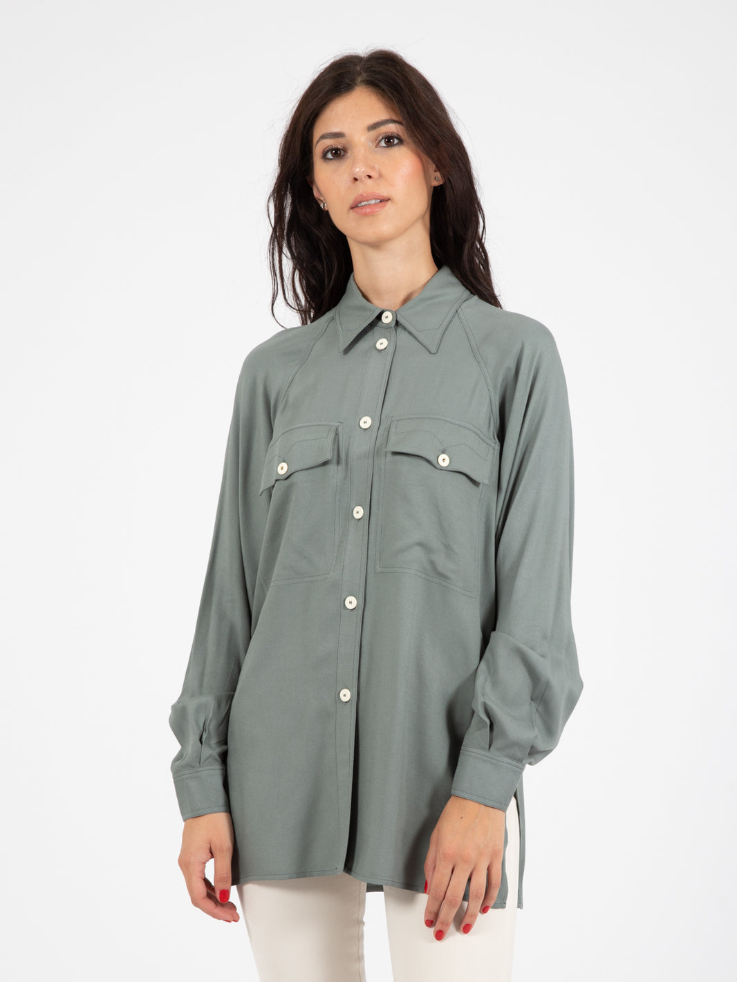 Camicia over viscosa piombo
