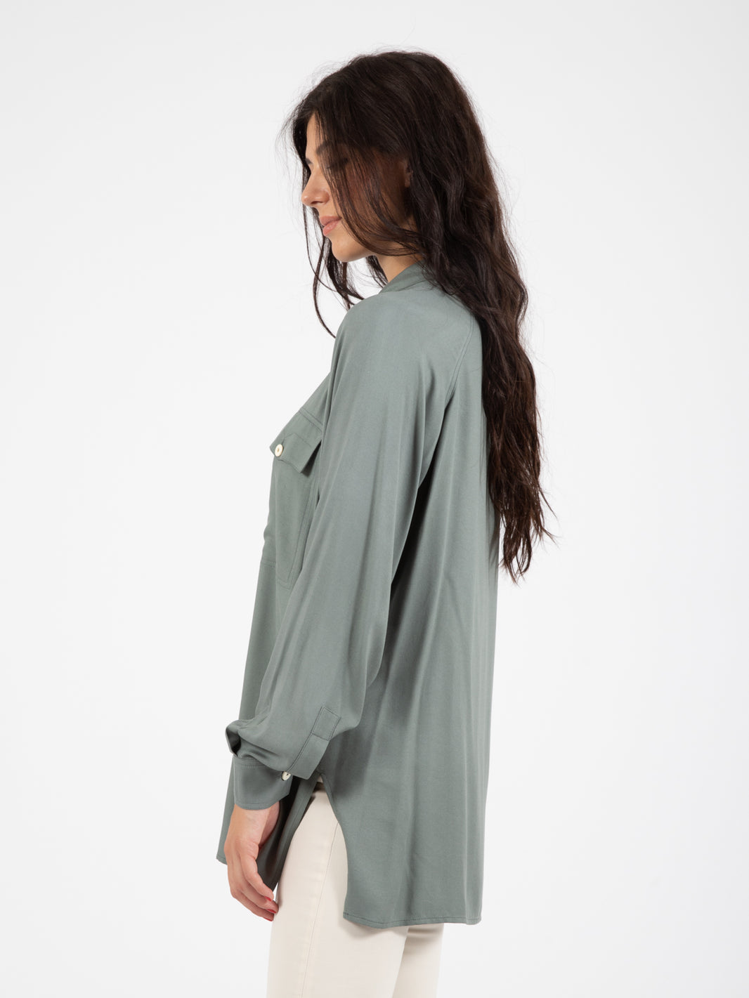 Camicia over viscosa piombo