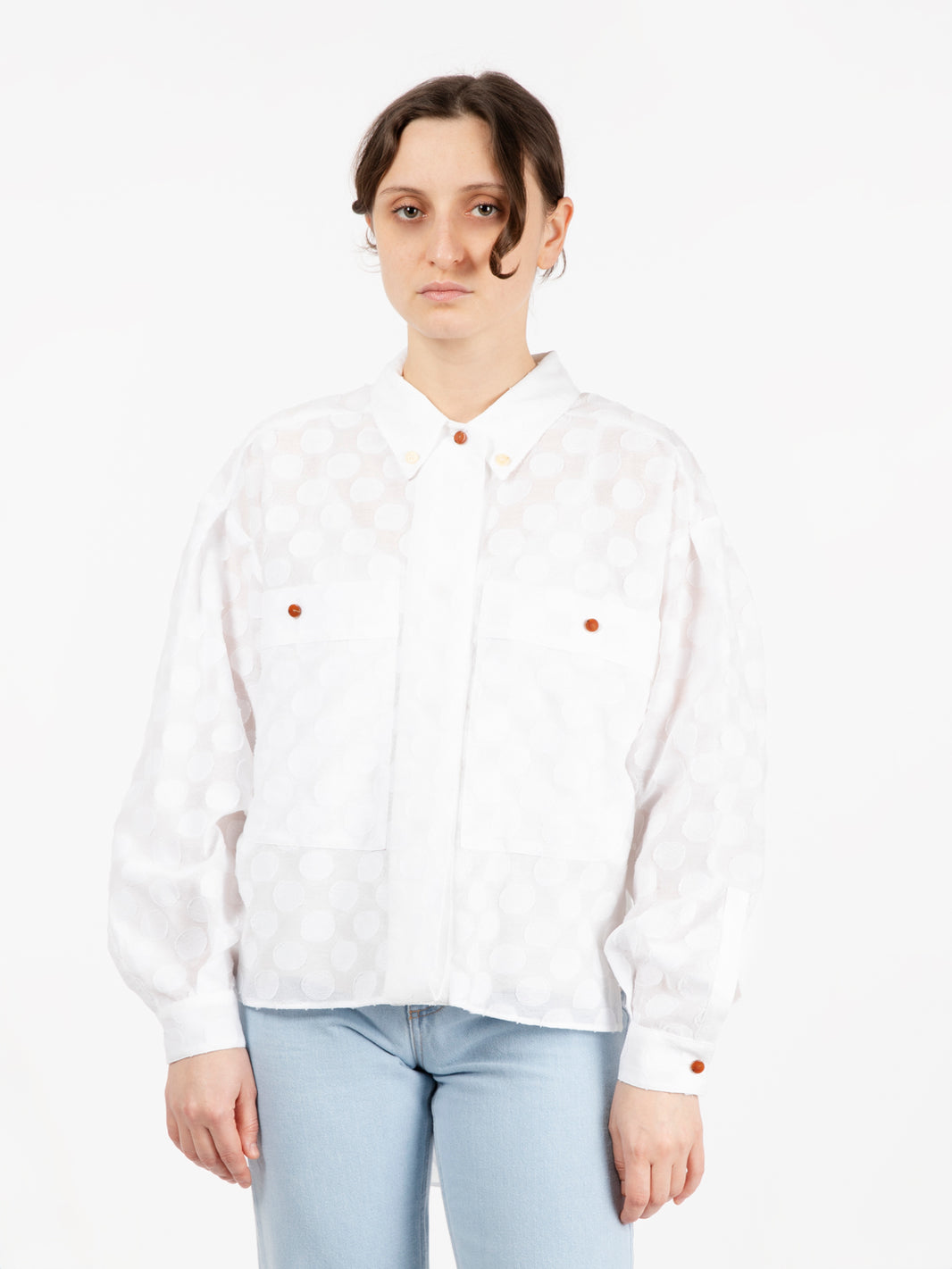Camicia pois fil coupé bianco