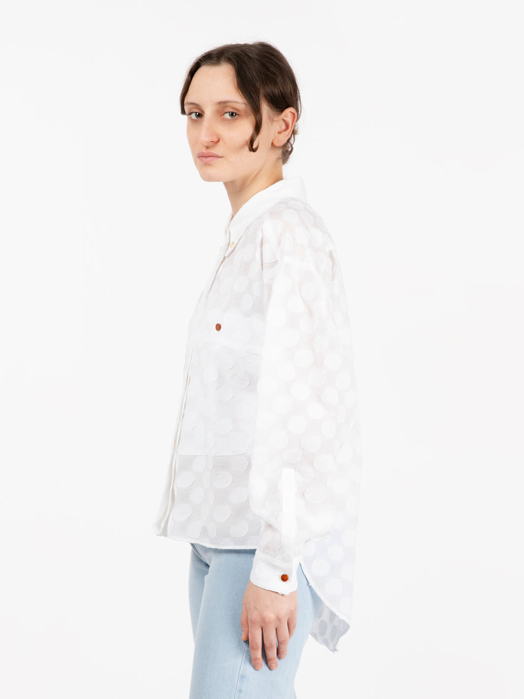 Camicia pois fil coupé bianco