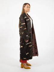 ALYSI - Cappotto lungo mohair jacquard ebano