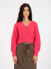 ALYSI - Cardigan angora tricot cropped pink