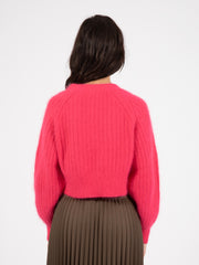 ALYSI - Cardigan angora tricot cropped pink