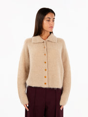 ALYSI - Cardigan corto in mohair camel