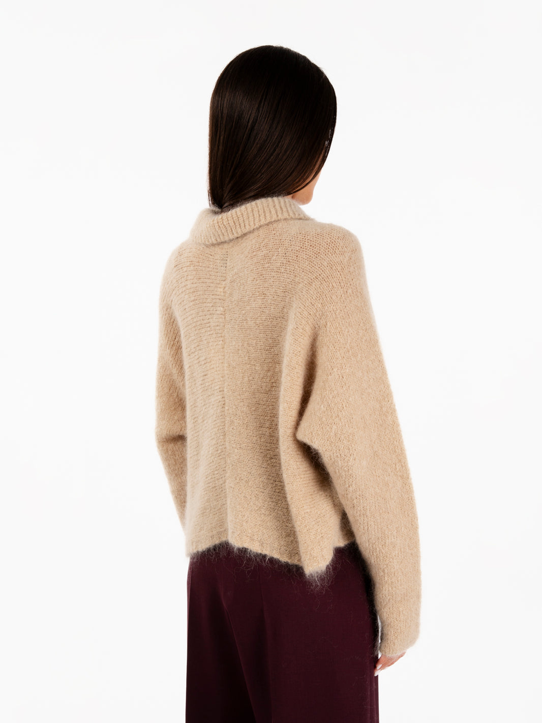 Cardigan corto in mohair camel