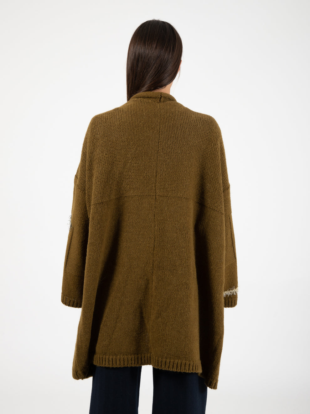 Cardigan frizzy knit militare