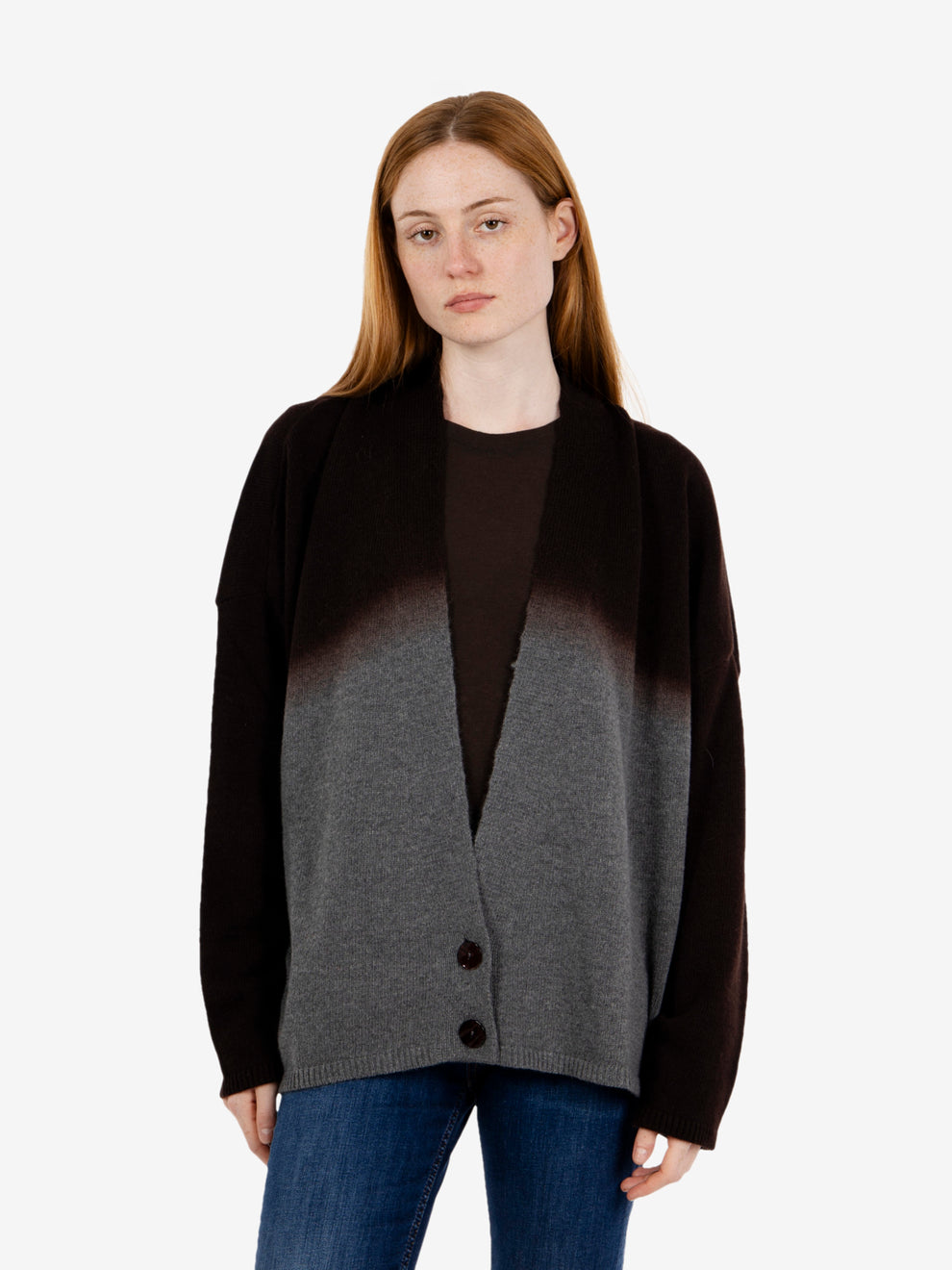 Cardigan degradè over grigio / marrone