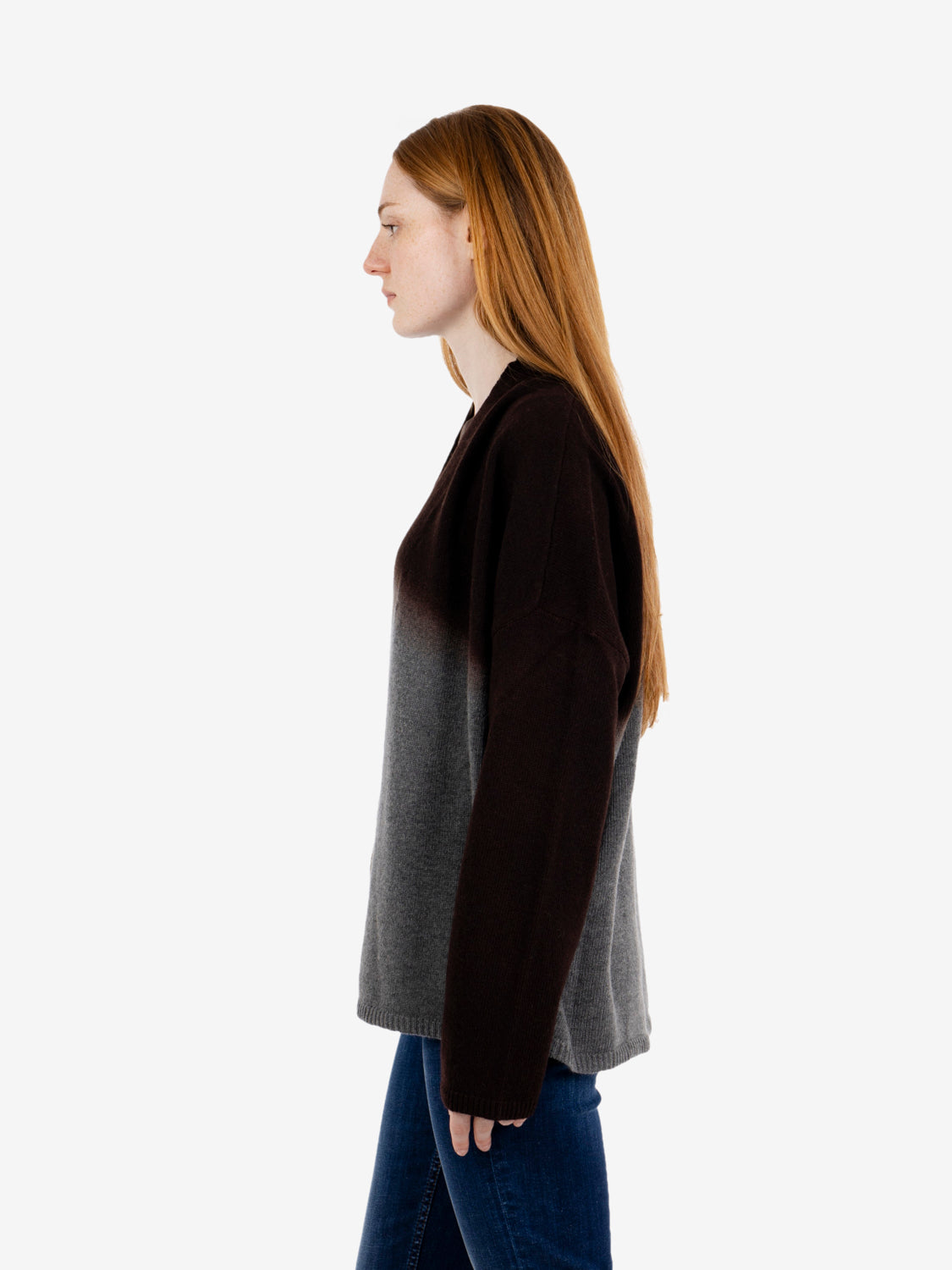 Cardigan degradè over grigio / marrone