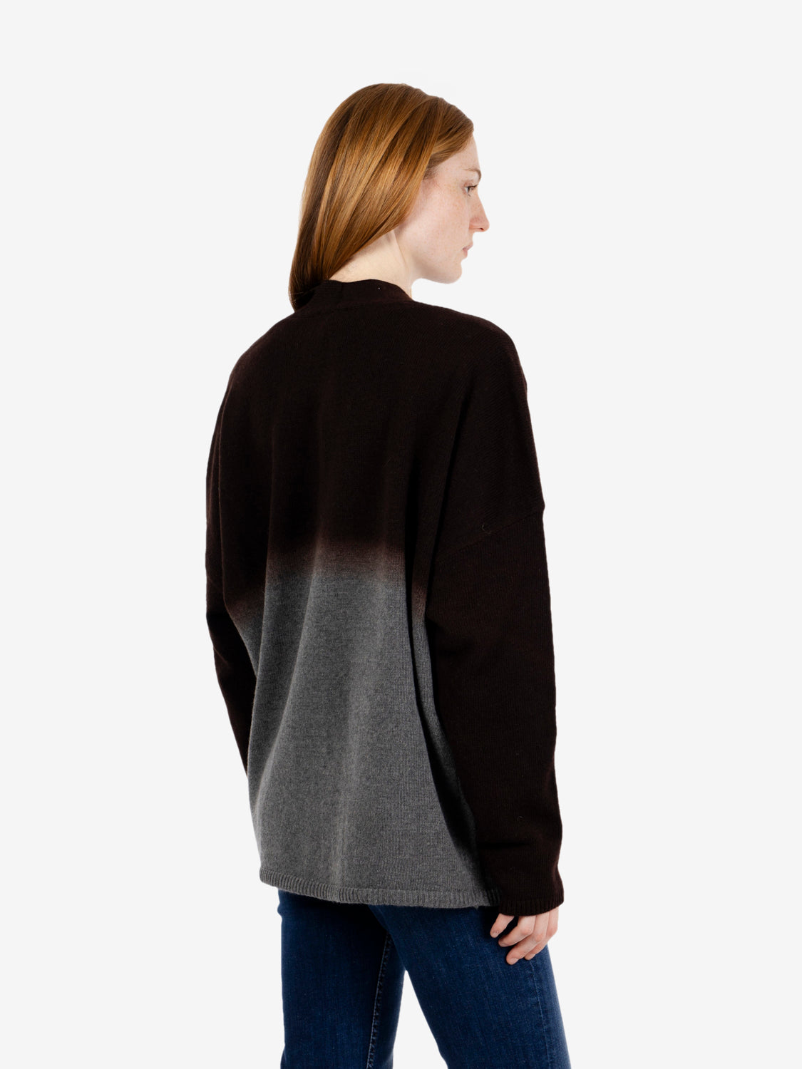Cardigan degradè over grigio / marrone
