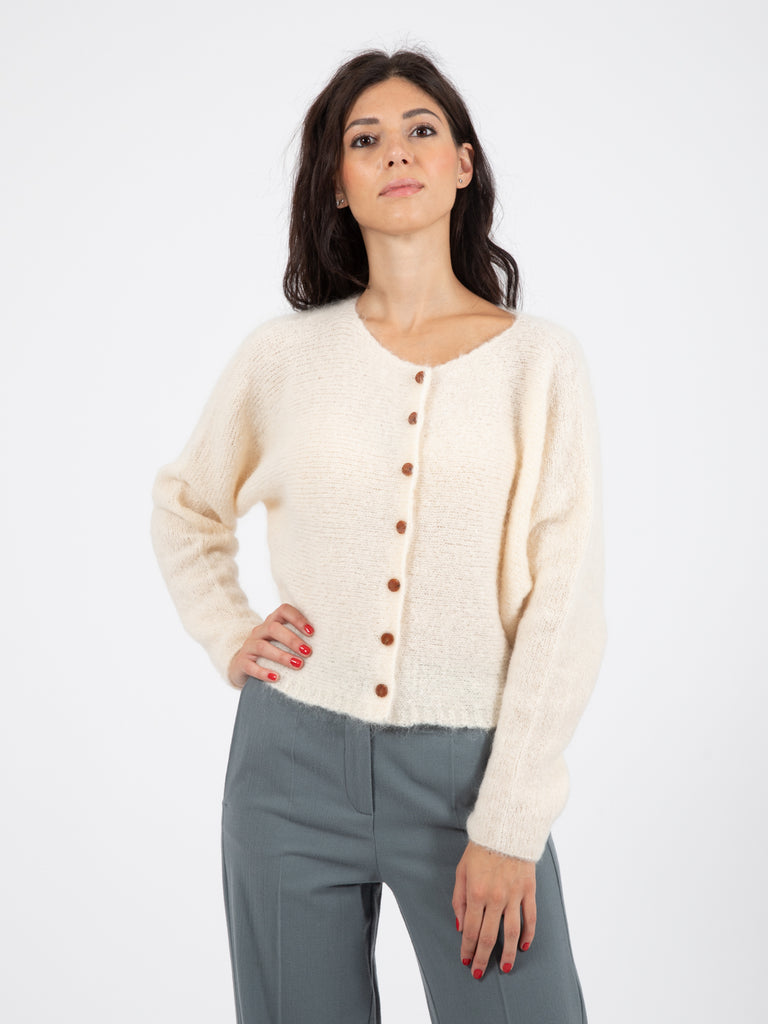 ALYSI - Cardigan super mohair boxy latte