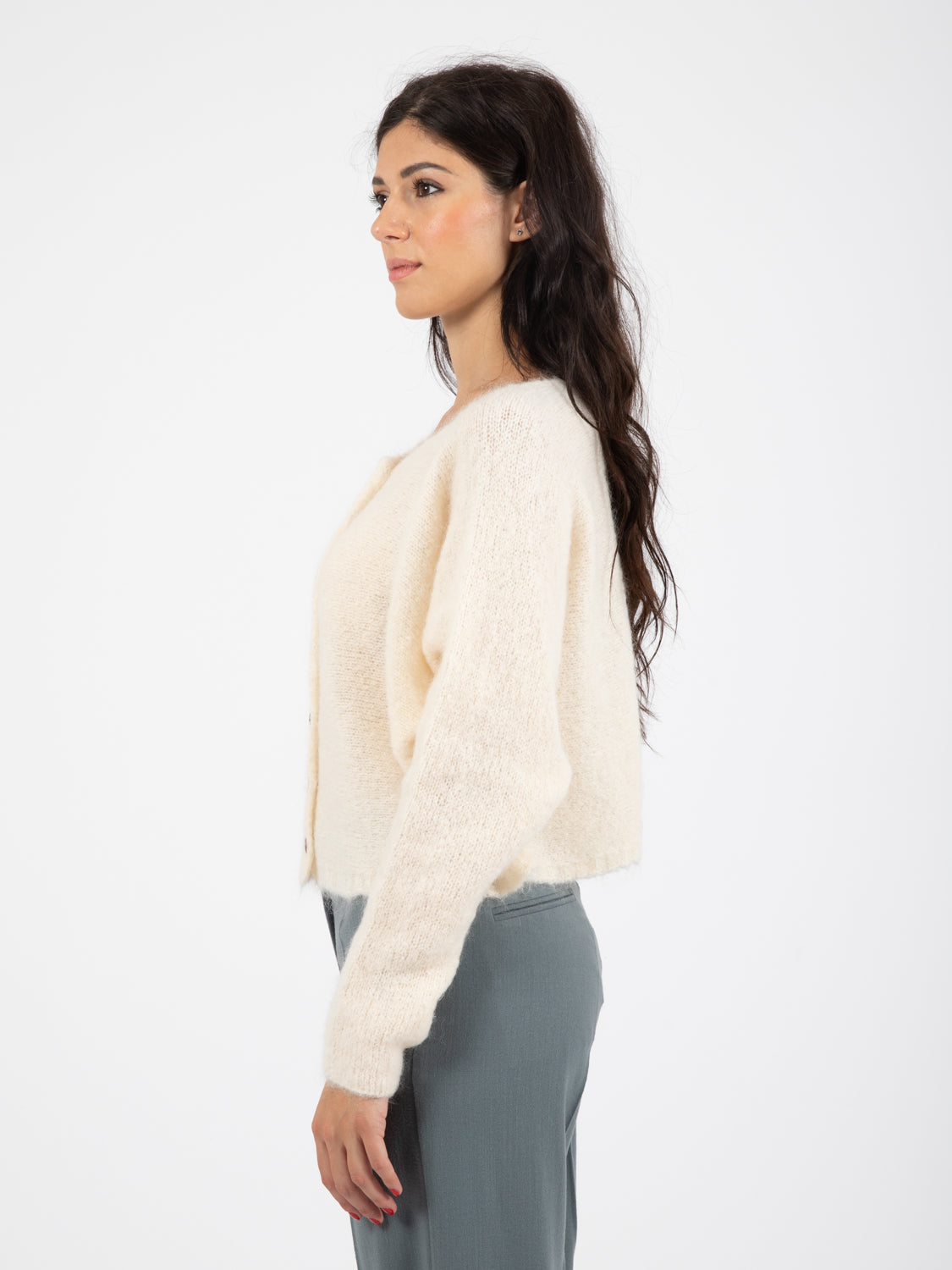 Cardigan super mohair boxy latte