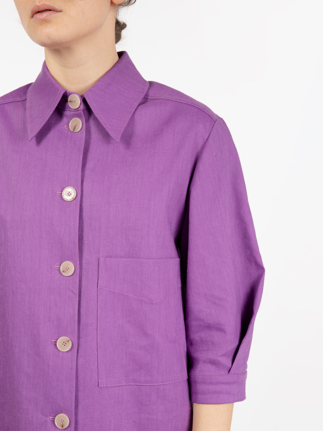 Giacca camicia in lino stretch orchidea