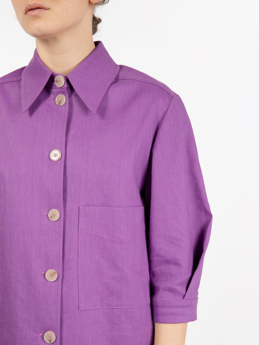 Giacca camicia in lino stretch orchidea