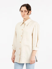 ALYSI - Giacca camicia in lino stretch papiro