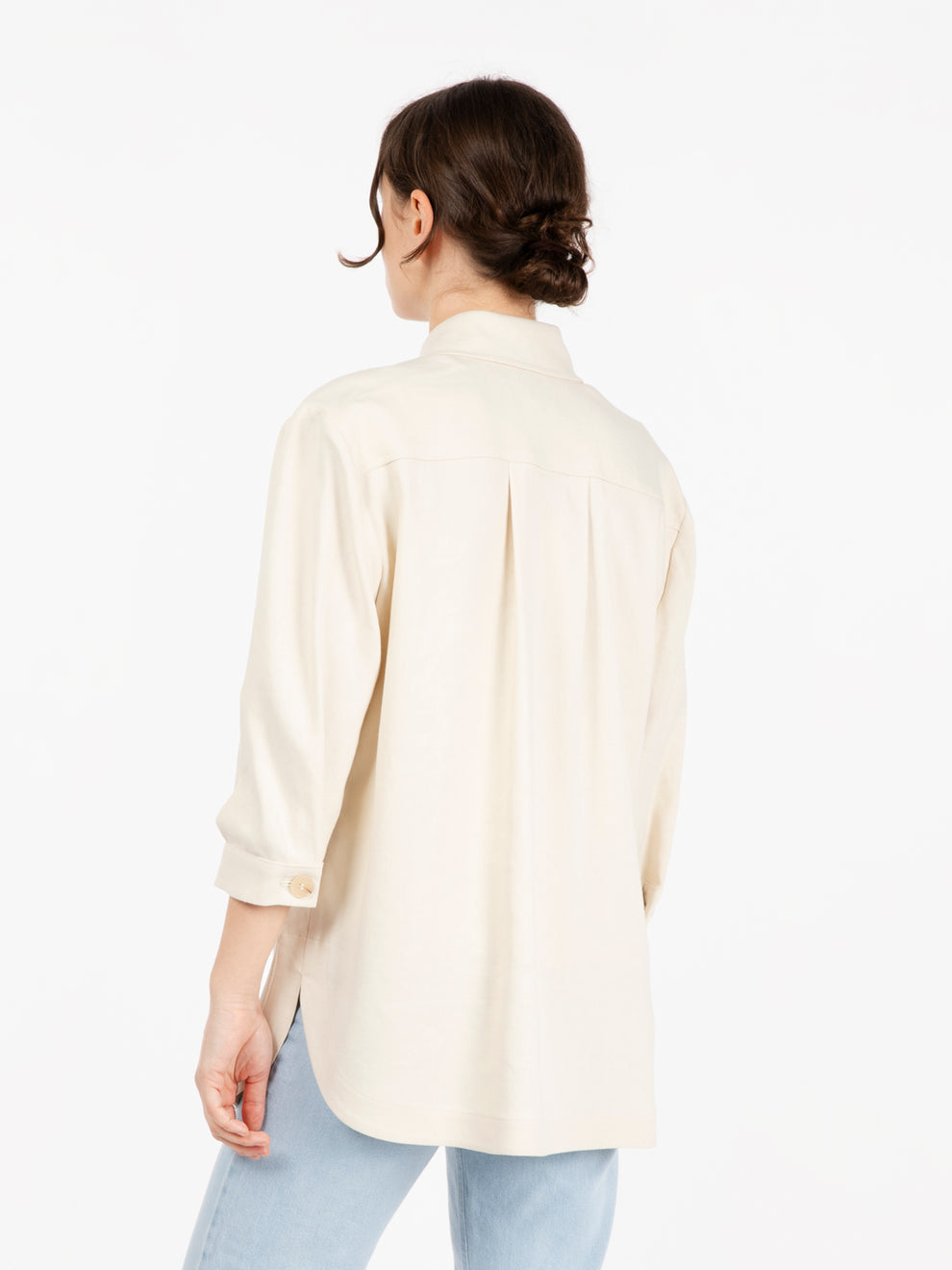 Giacca camicia in lino stretch papiro