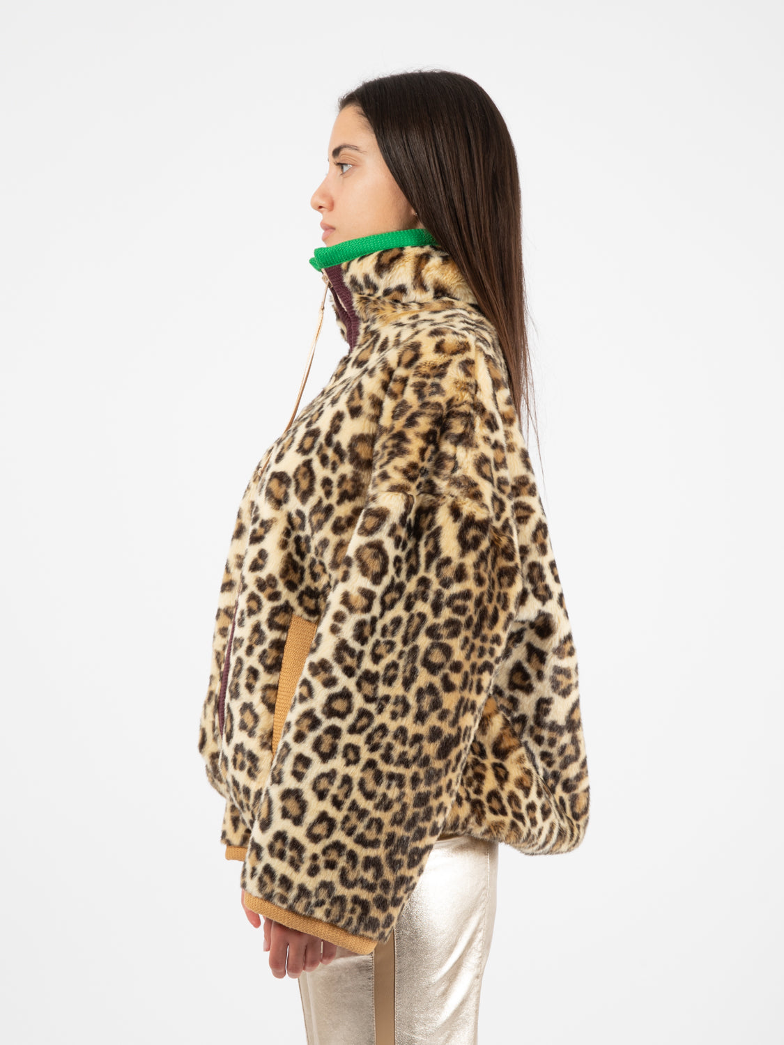Giacca pelliccia puffy leopardo