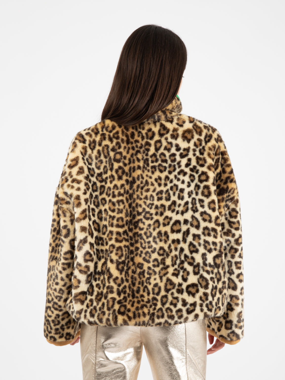 Giacca pelliccia puffy leopardo