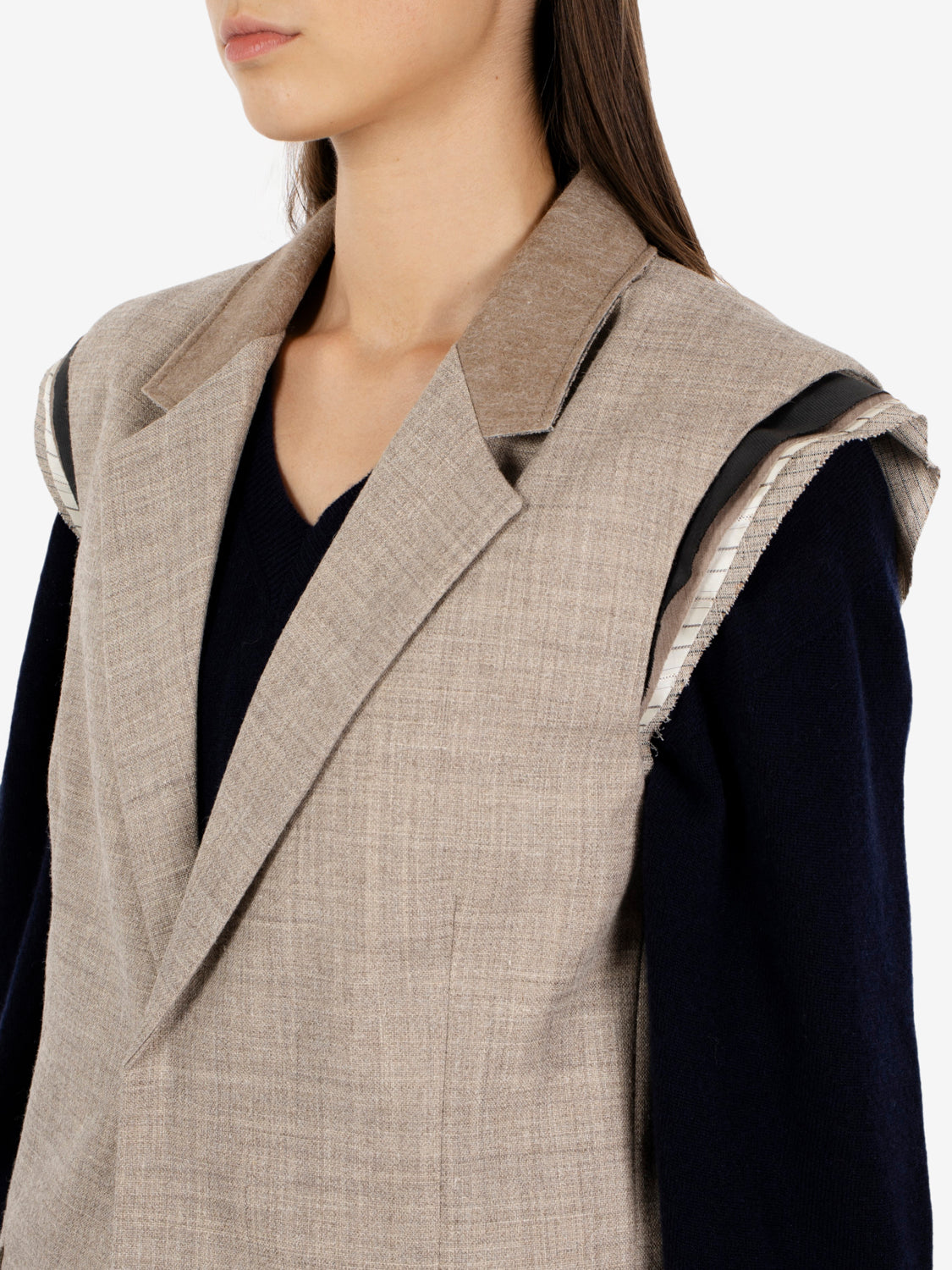Grey flannel single-breasted cacha waistcoat
