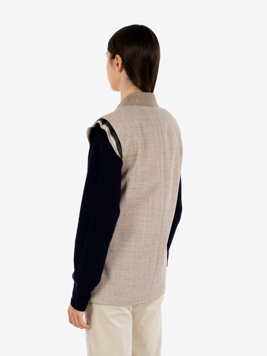 Grey flannel single-breasted cacha waistcoat