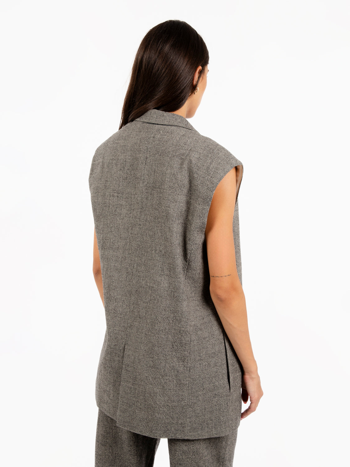 Gilet lungo Principe di Galles nero / bianco