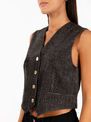 ALYSI - Gilet melange velvet caffè