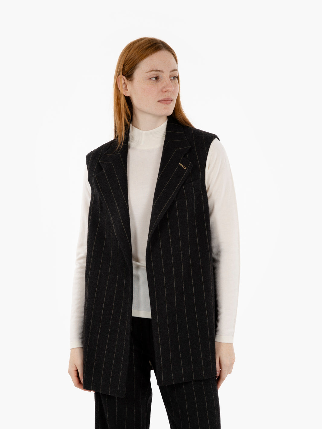 Gilet striped wool carbone